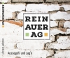 Cover der CD der REINAUERAG, abgewitterte Ziegelwand im Hintergrund, iin der Mitte im Vordergrund das quadratische Logo der REINAUERAG, links unten der CD Titel Aussegeh´ und zag´n